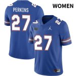 Women's Florida Gators #27 Jadarrius Perkins NCAA Jordan Brand Royal NIL 2022 Authentic Stitched College Football Jersey KUR0662SZ